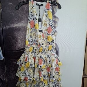 BCBG Maxazaria, size XXS, halter dress, color: pink, yellow, black. NWT